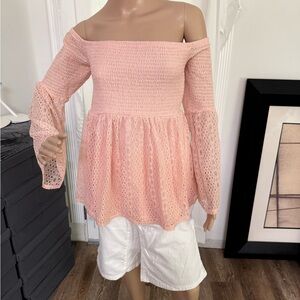 Torrid Pink Smocked Off-Shoulder Blouse